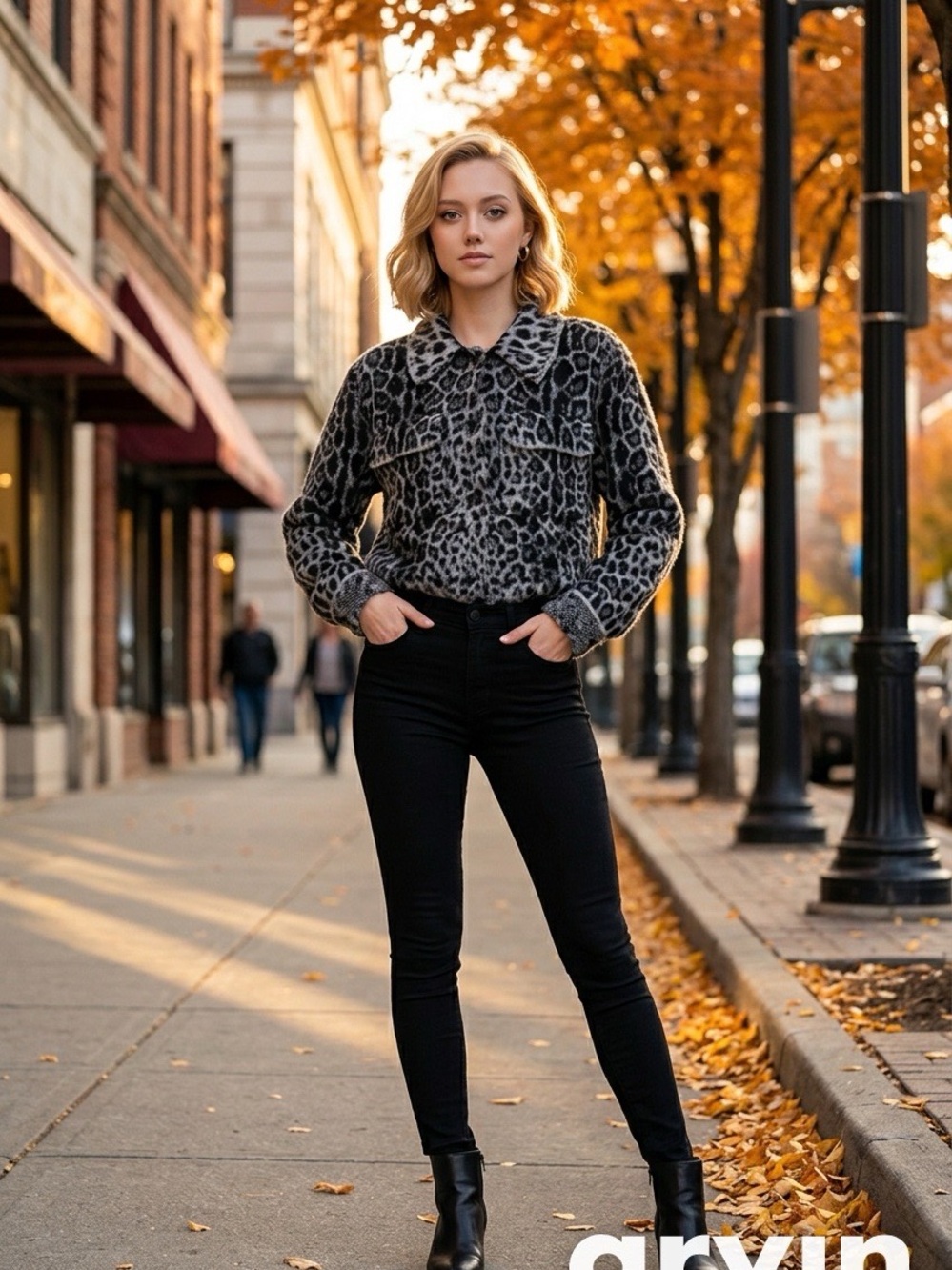 Kut From The Kloth Black and Gray Leopard Knit Sweater